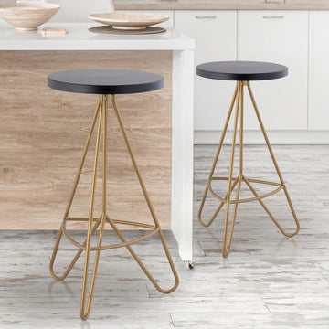 Trinity 30" Modern Industiral Iron Tripod Backless Bar Stool - JONATHAN Y